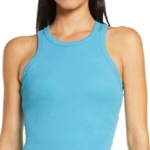 Alo Yoga Ribbed Aspire Full Length Tank - Size Small - Blue Splash